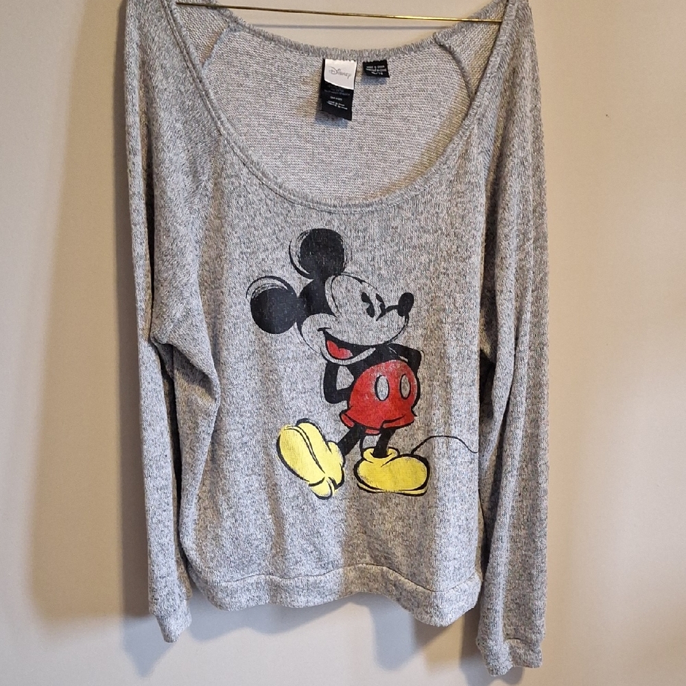 Disney Gray Sweatshirt with Red & Yellow Mickey Graphic